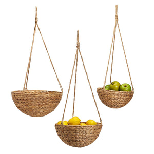 Rice Nut Weave Round Hanging Basket, Set of 3