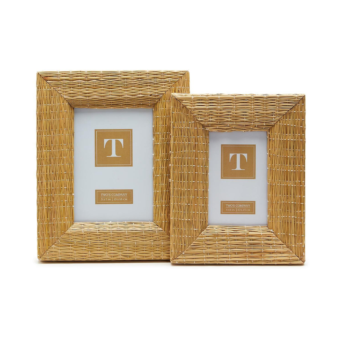 Woven Reeds Cane Photo Frames, Set of 2