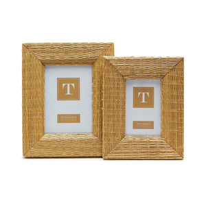 Woven Reeds Cane Photo Frames, Set of 2