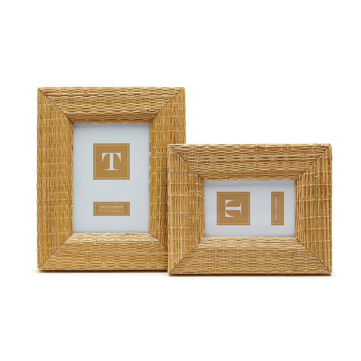 Woven Reeds Cane Photo Frames, Set of 2