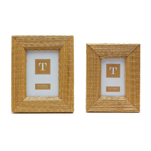 Woven Reeds Cane Photo Frames, Set of 2