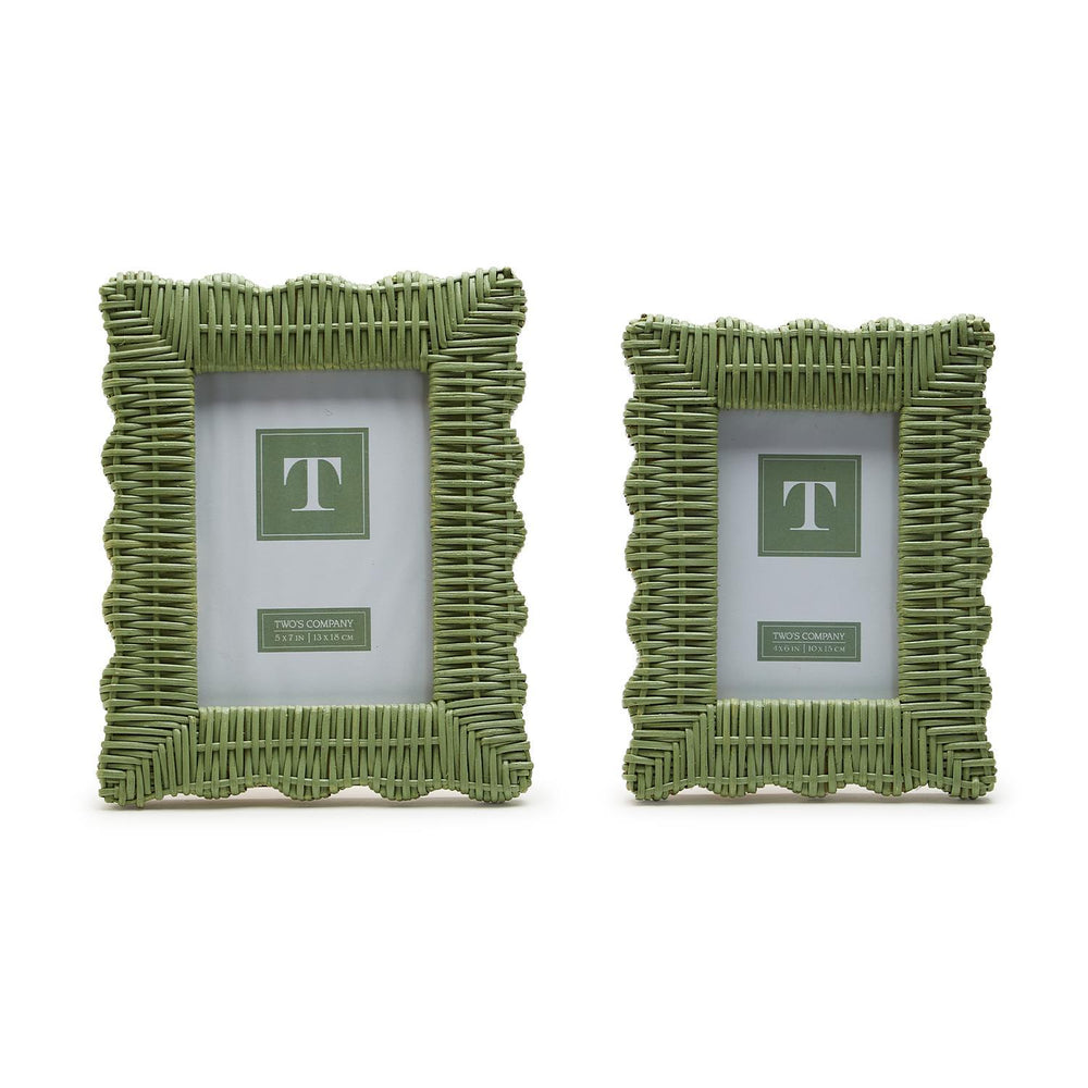 GREEN WICKER WEAVE PHOTO FRAME