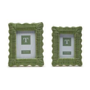 Green Wicker Weave Photo Frames, Set of 2