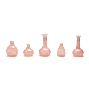 Pink Set of 5 Decorative Bottle / Vases with White Swirl