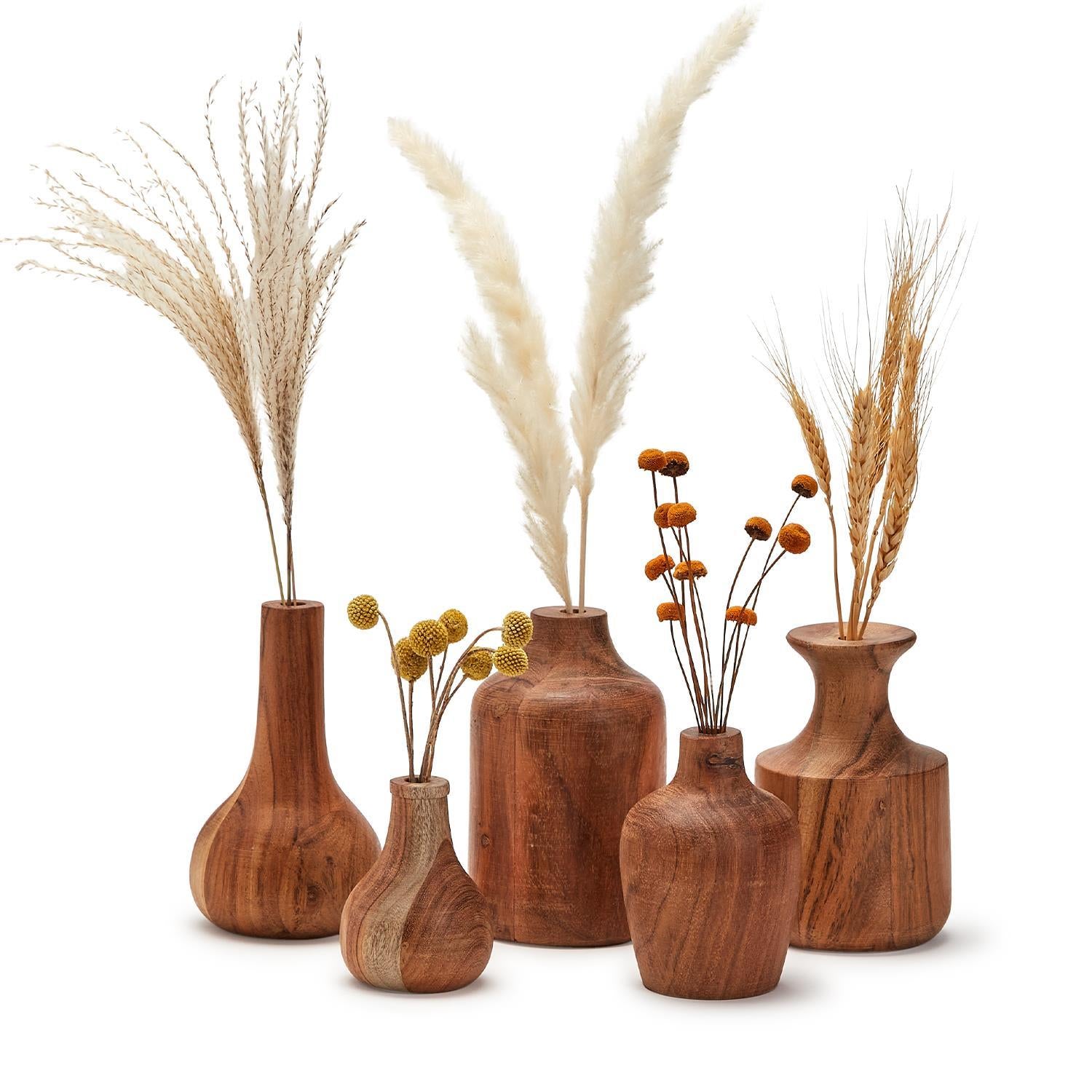 Wood Bud Vase, Set of 5