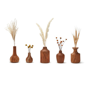 Wood Bud Vase, Set of 5