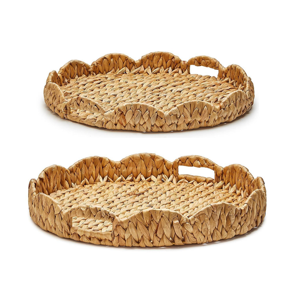 Scalloped Edge Round Tray in, Set of 2