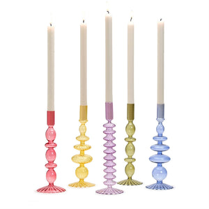 Hand-Blown Glass Candleholder, Set of 5