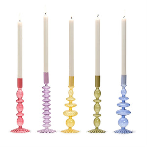 Hand-Blown Glass Candleholder, Set of 5