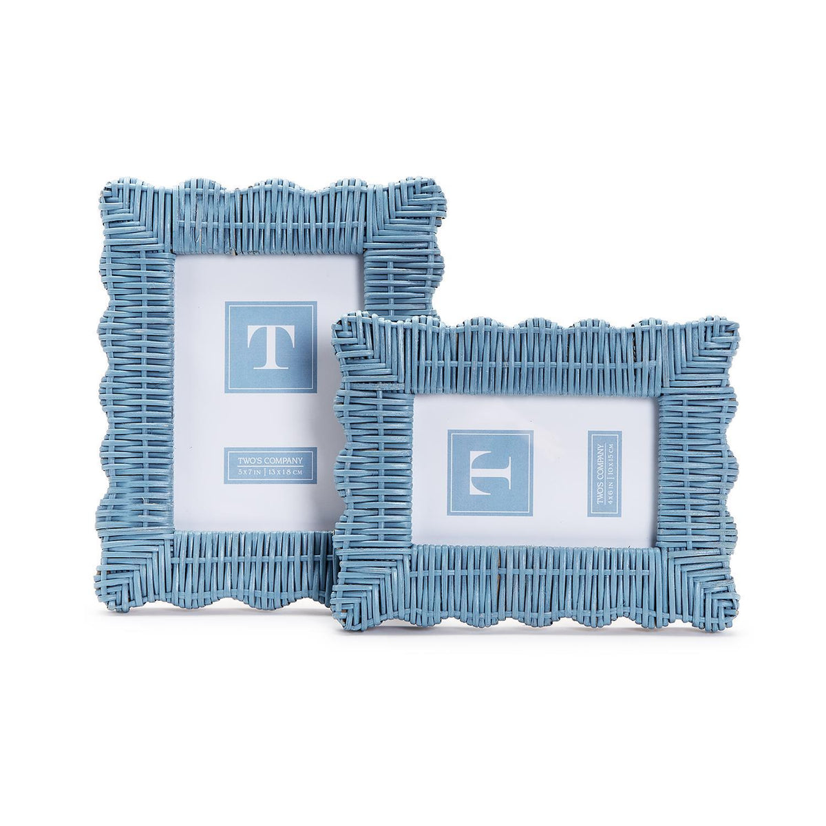 Blue Wicker Weave Photo Frame, Set of 2