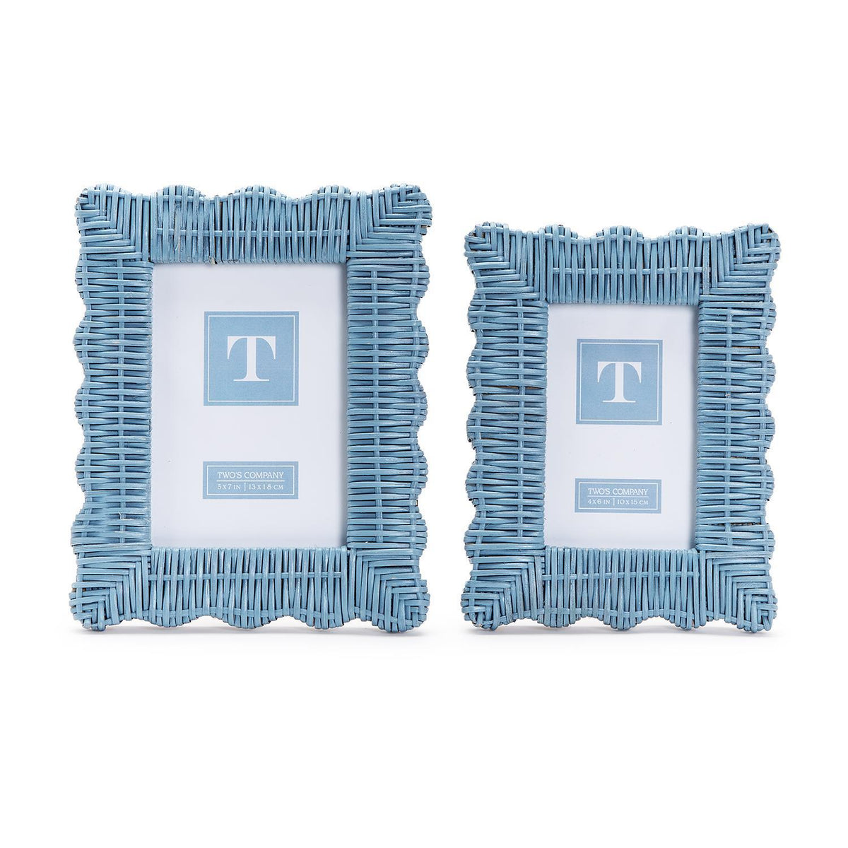 Blue Wicker Weave Photo Frame, Set of 2