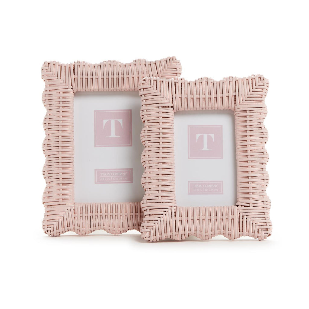 Pink Wicker Weave Photo Frame, Set of 2