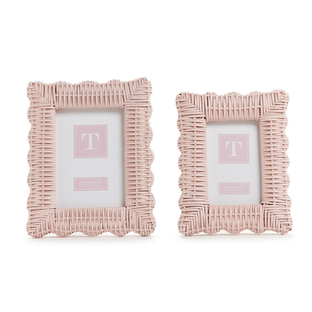 Pink Wicker Weave Photo Frame, Set of 2
