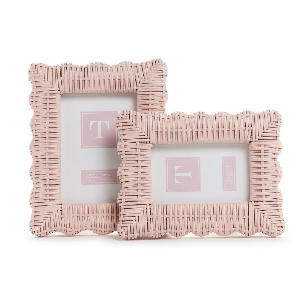 Pink Wicker Weave Photo Frame, Set of 2