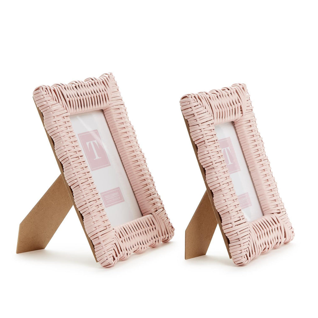 Pink Wicker Weave Photo Frame, Set of 2