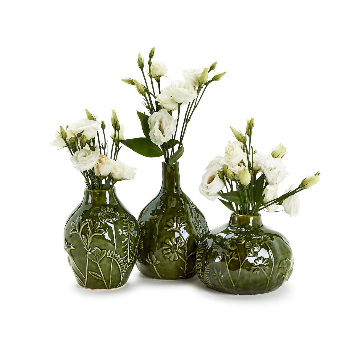 Floral Scape Relief Pattern Vase, Set of 3