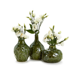 Floral Scape Relief Pattern Vase, Set of 3
