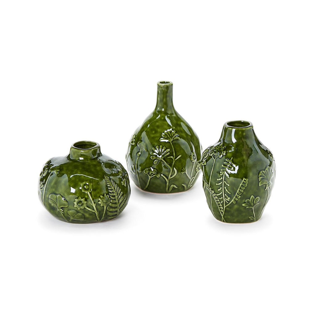 Floral Scape Relief Pattern Vase, Set of 3