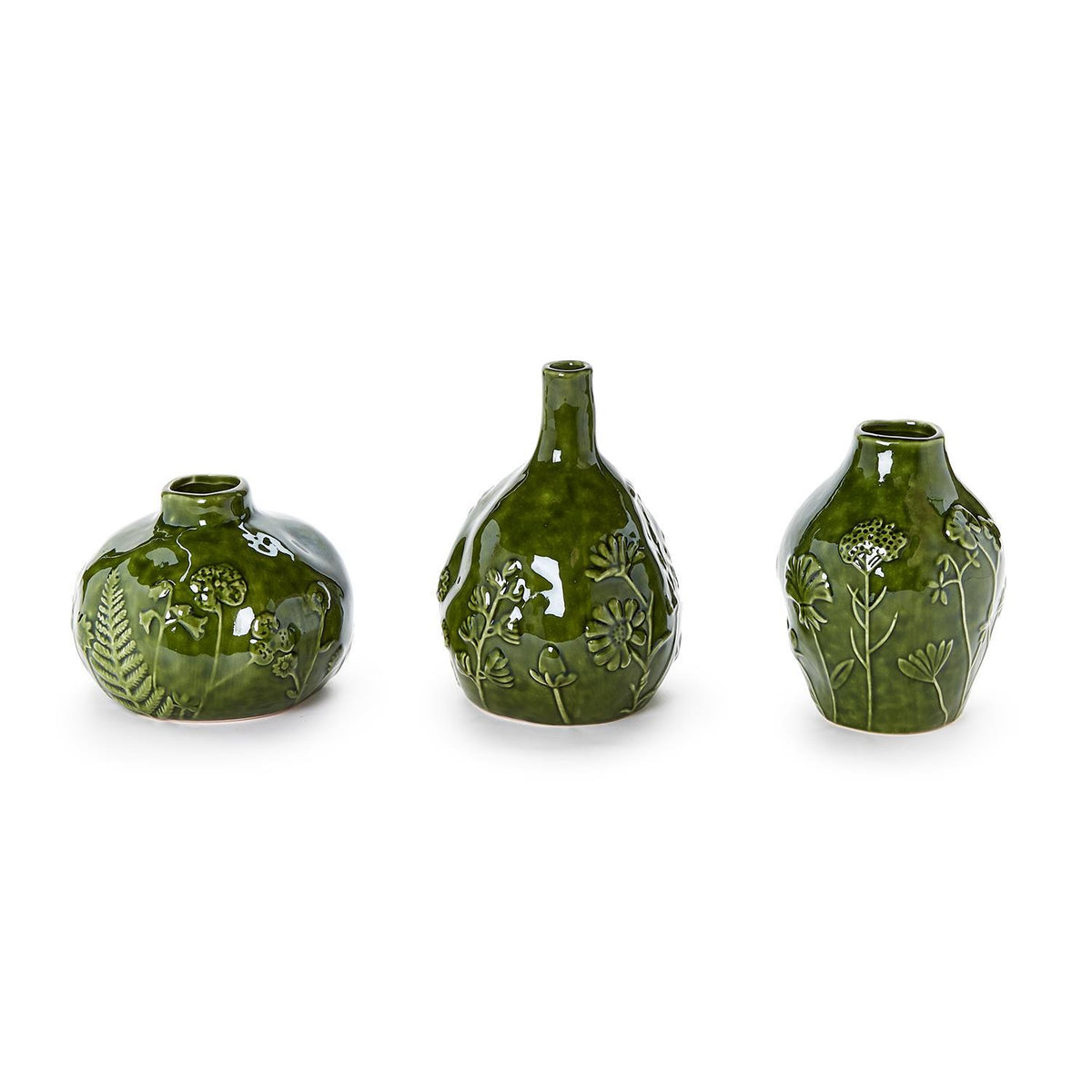 Floral Scape Relief Pattern Vase, Set of 3