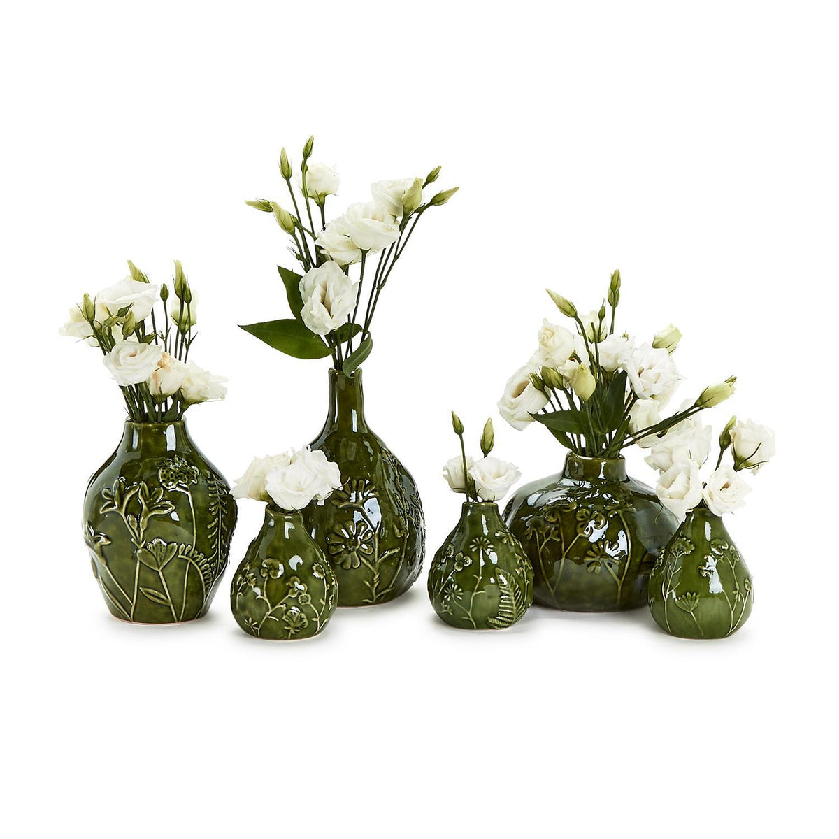Floral Scape Relief Pattern Vase, Set of 3