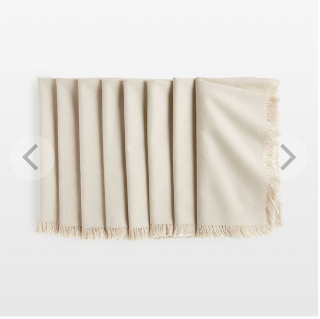 Craft Birch Beige Organic Cotton Fringe Napkins, Set of 8