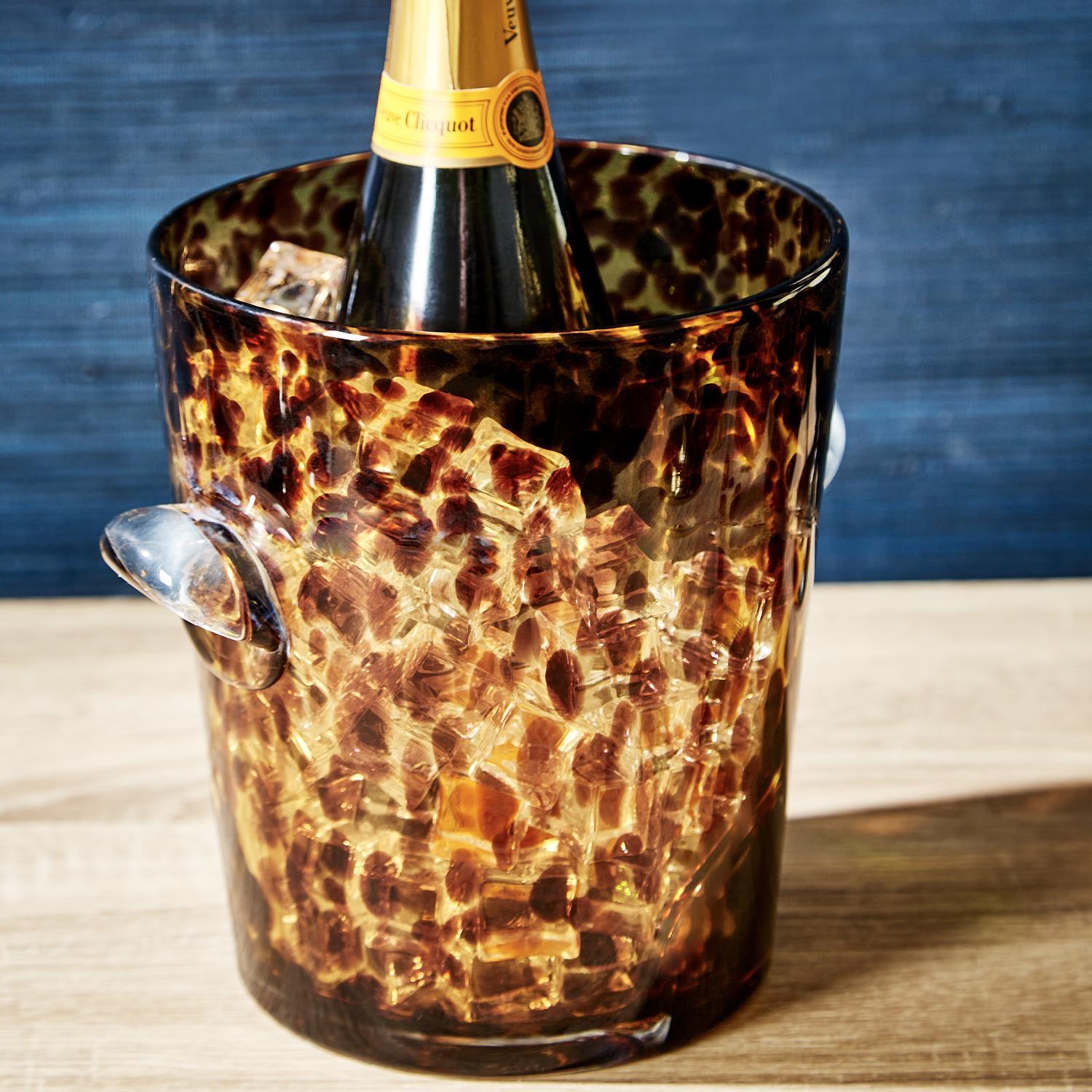Glass Tortoise Print Ice Bucket