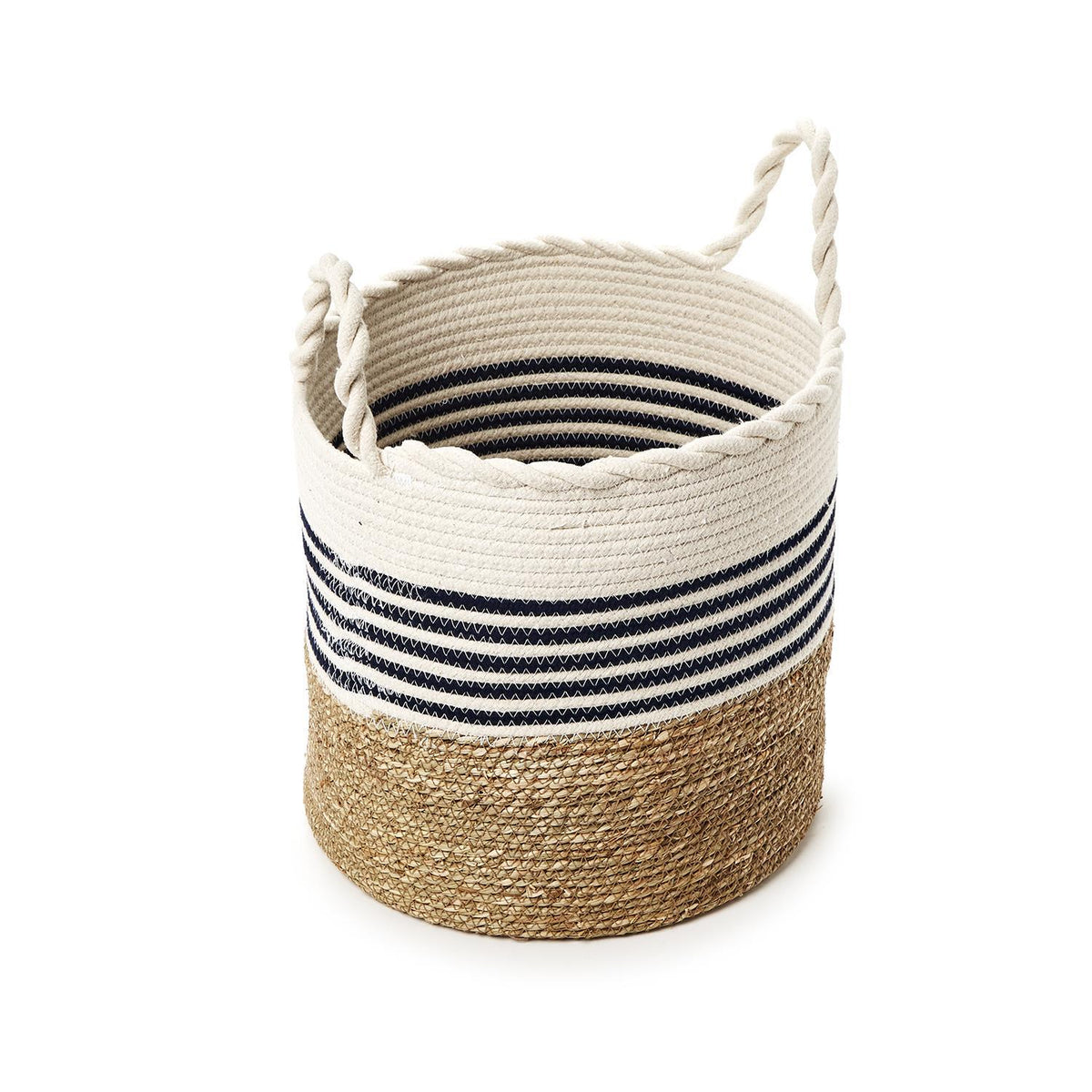 Circular Weave Baskets with Handles, Set of 3
