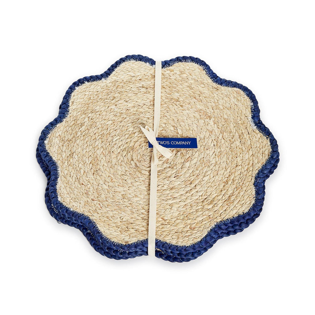 Handwoven Scalloped Edge Placemats, Set of 4