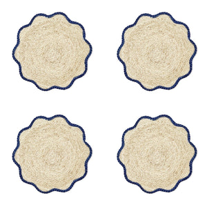 Handwoven Scalloped Edge Placemats, Set of 4