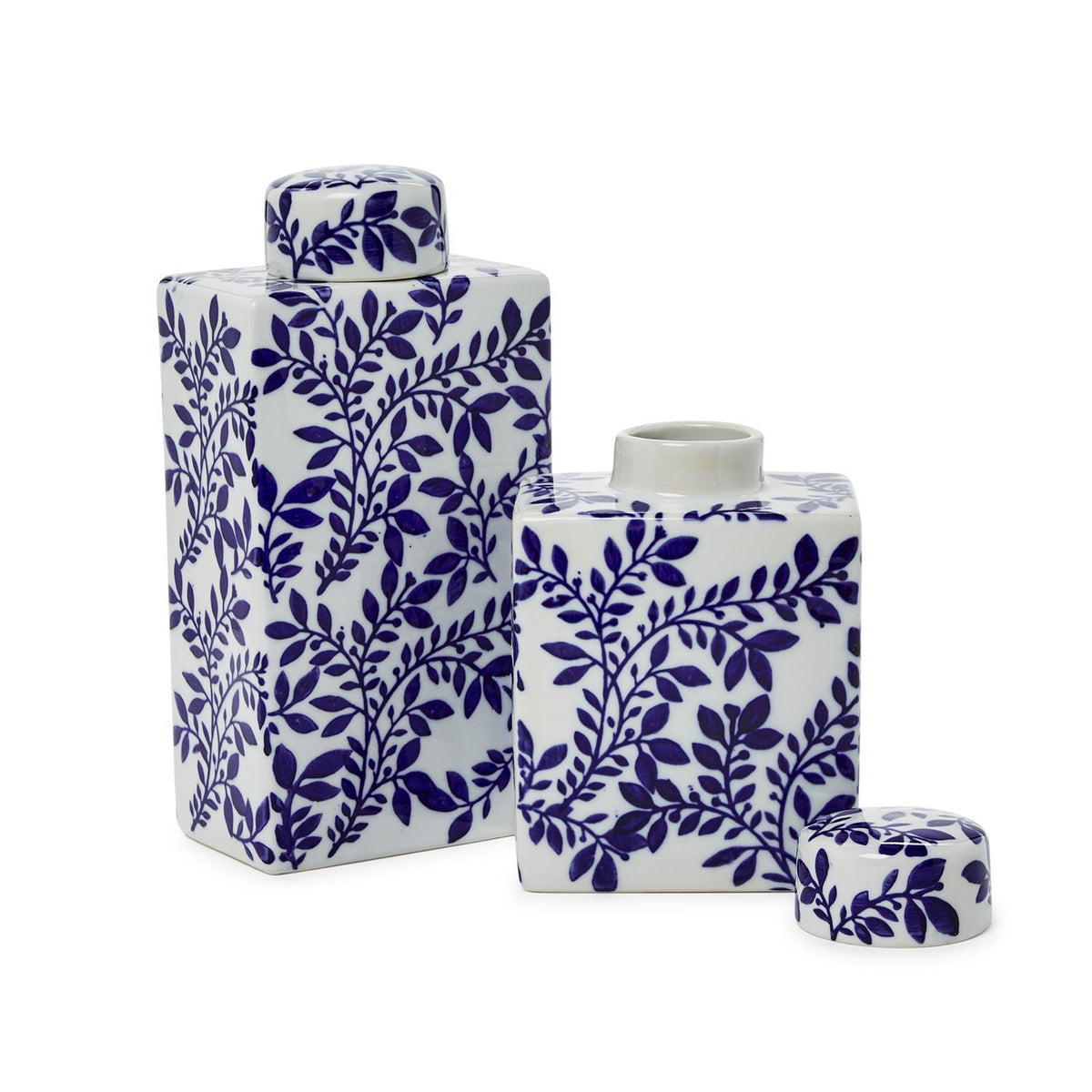 Blue and White Chinoiserie Tea Jars, Set of 2
