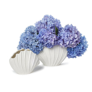 High Gloss White Shell Vases, Set of 2