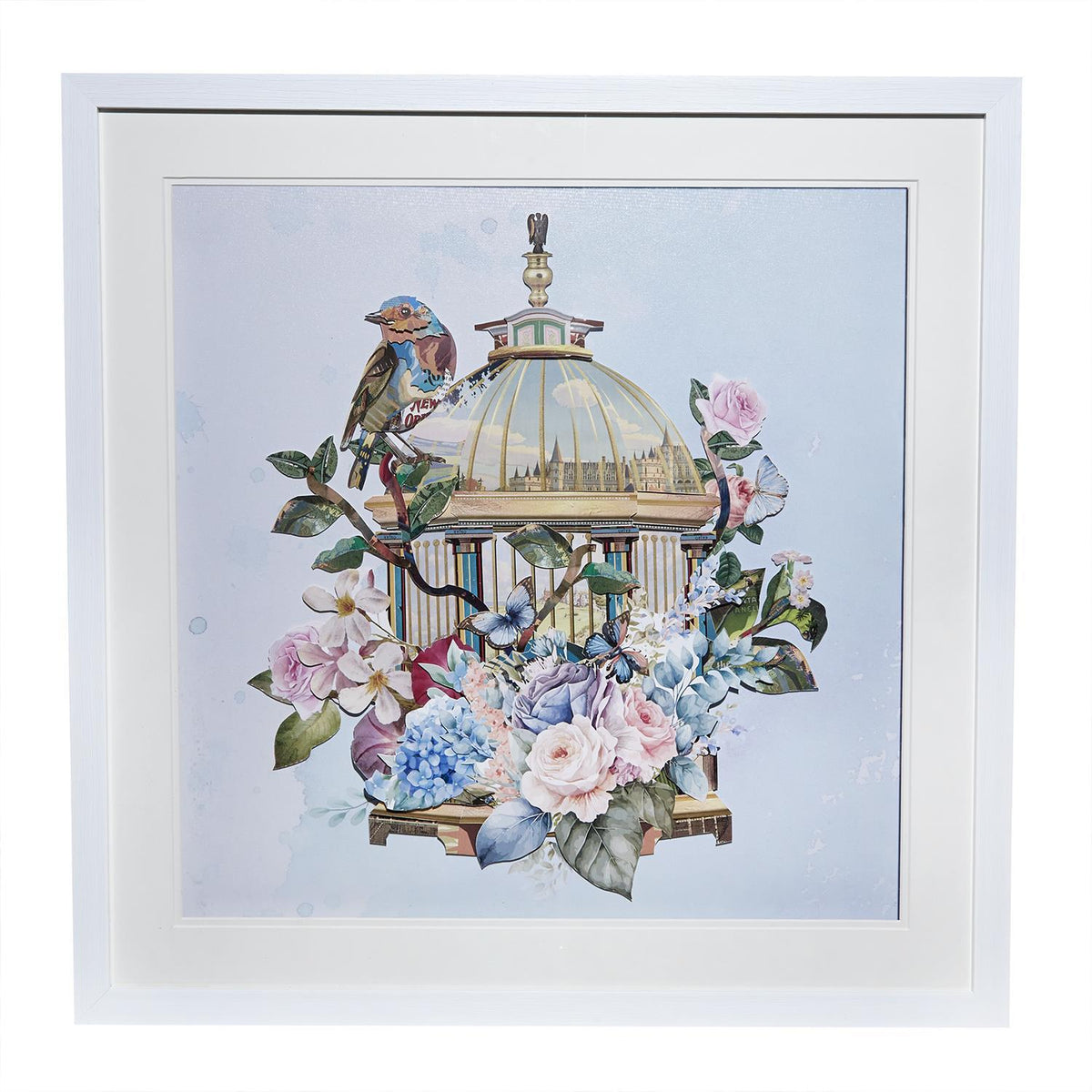 Bird Cage Paper Collage Wall Art