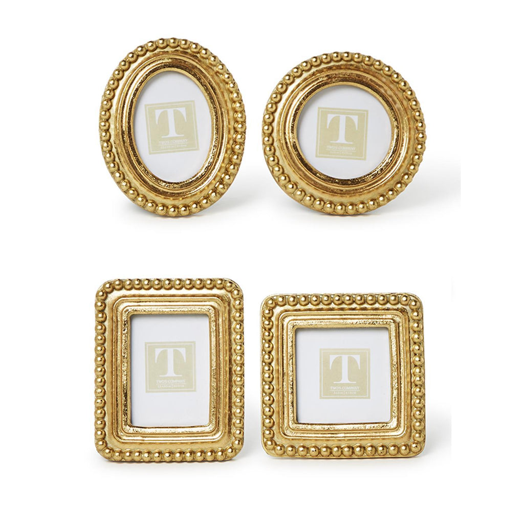 Beaded Texture Gold Photo Frames, Set of 4