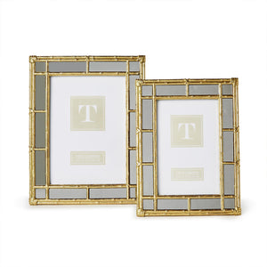Bamboo Gold Photo Frames with Mirror Edge, Set of 2