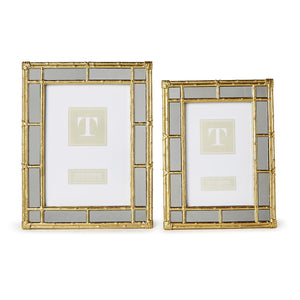 Bamboo Gold Photo Frames with Mirror Edge, Set of 2
