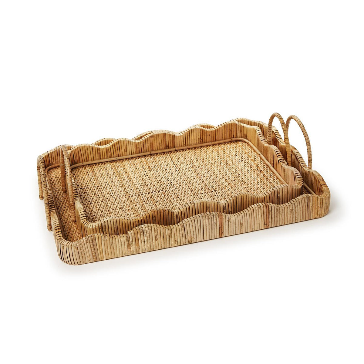 Scalloped Edge Trays with Handles, Set of 2