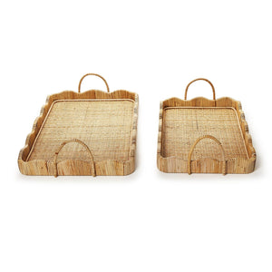 Scalloped Edge Trays with Handles, Set of 2