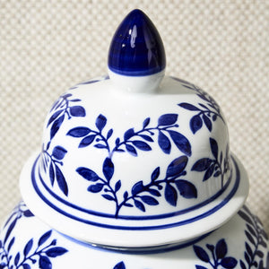 Blue and White Chinoiserie Temple Jars with Lids, Set of 2