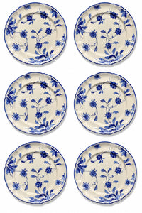 Blue Flowers Dessert Plate, Set of 6