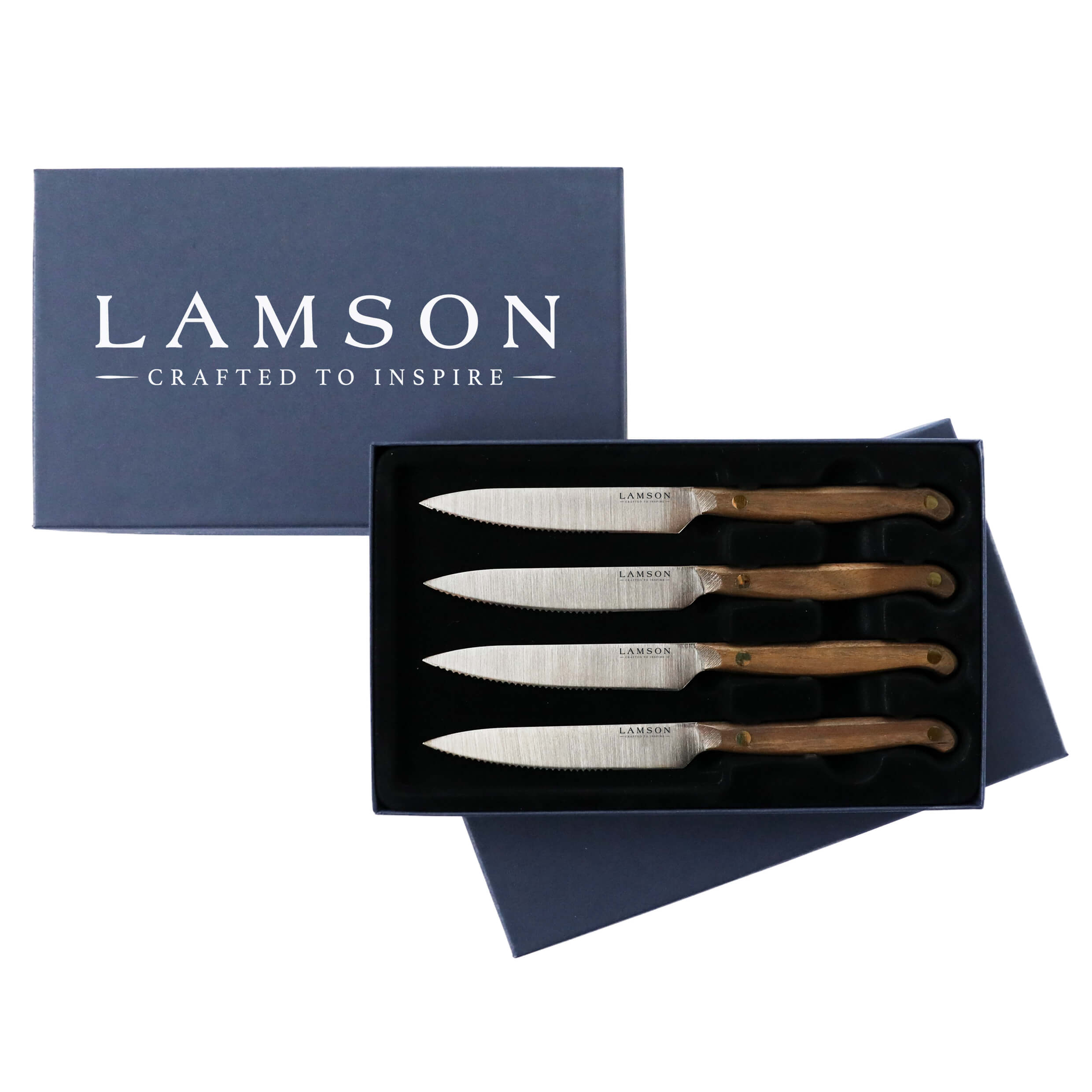 5″ Vintage Steak Knives, 4-Piece Sets, Serrated edge in Walnut