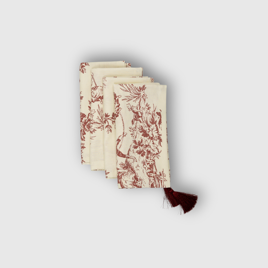 Burgundy Toile Napkins (Set of 4)