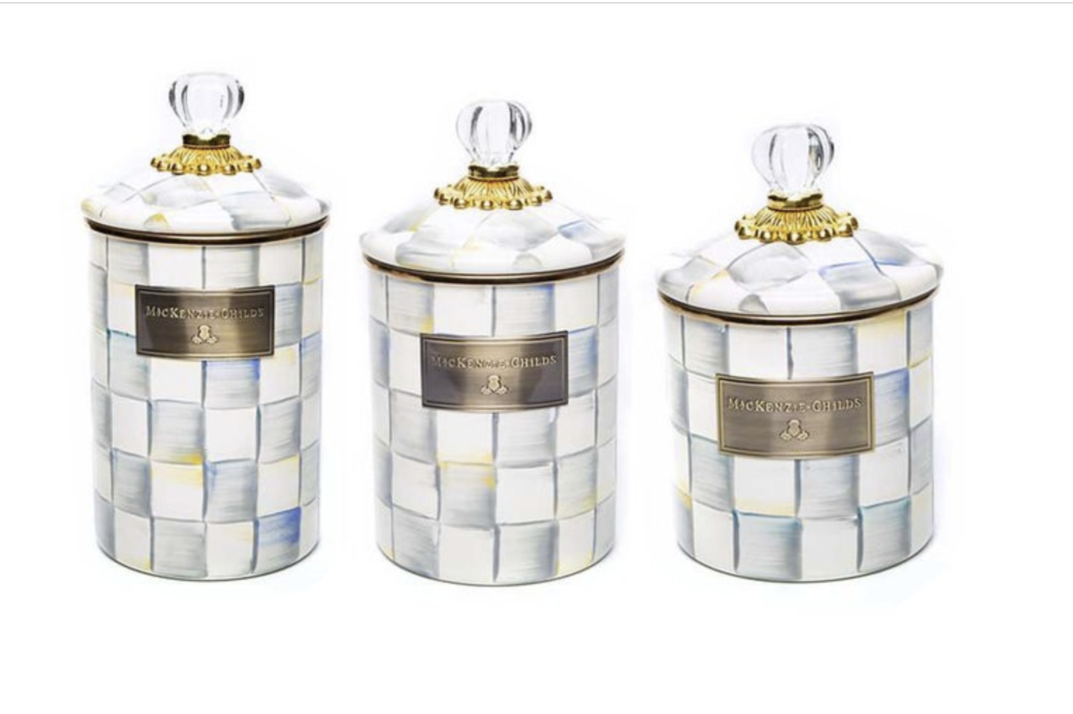 Sterling Check Canisters, Set of 3