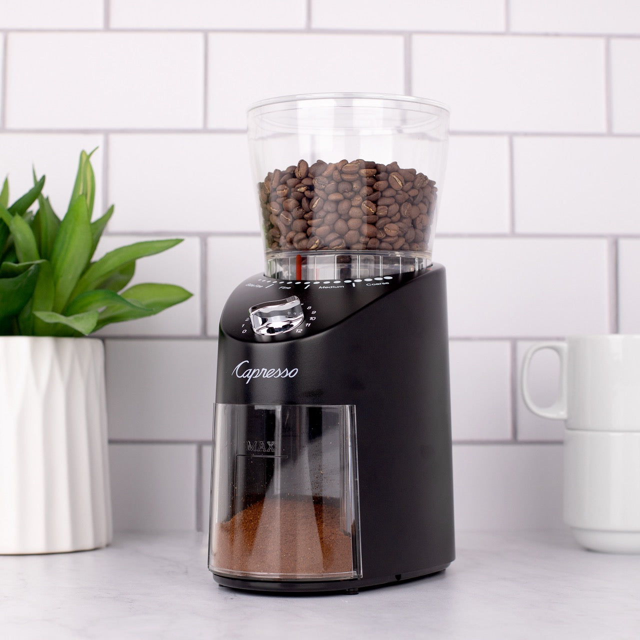 Infinity Plus Conical Burr Coffee Grinder in Black