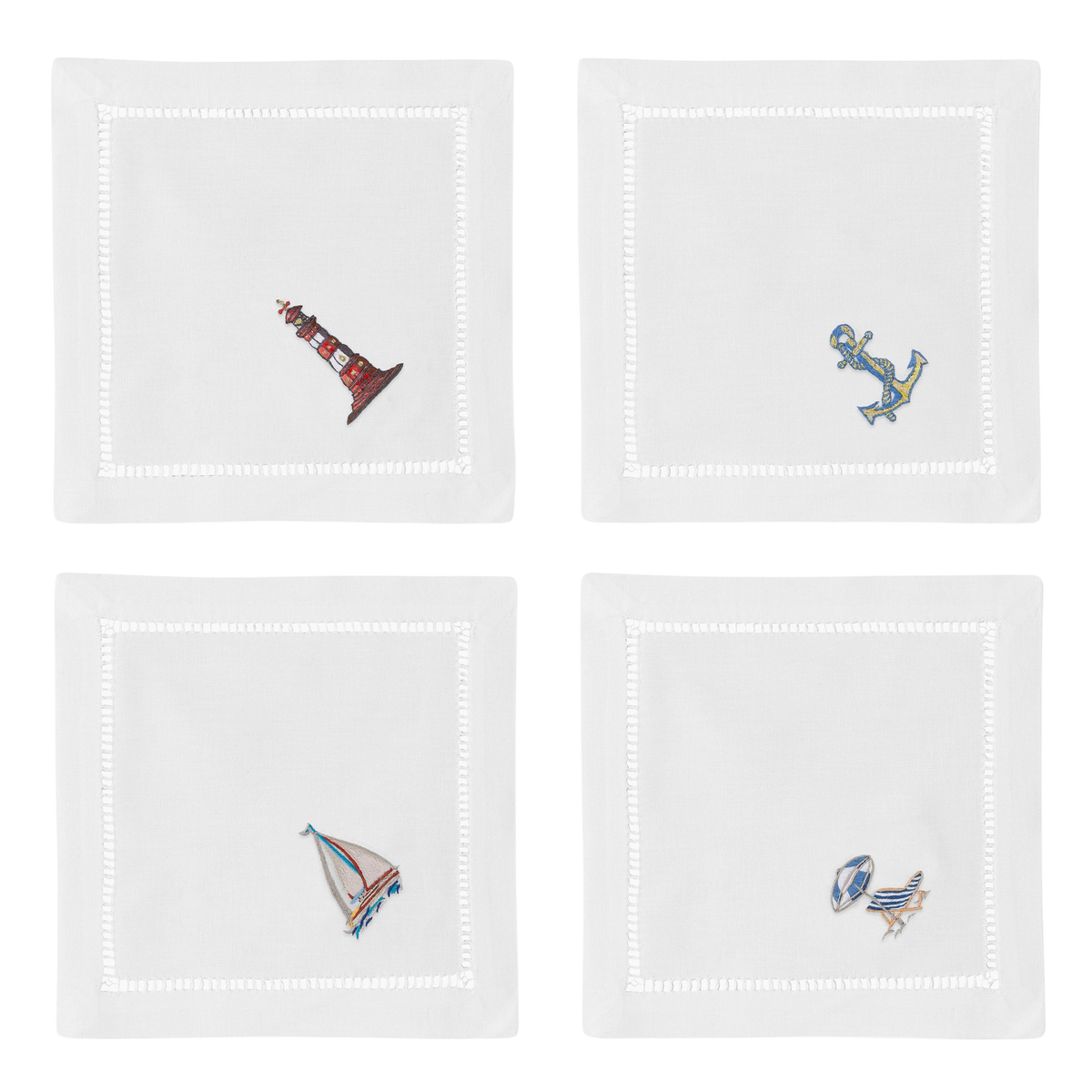 Beach Scenes Cocktail Napkins, Mixed Set of 4