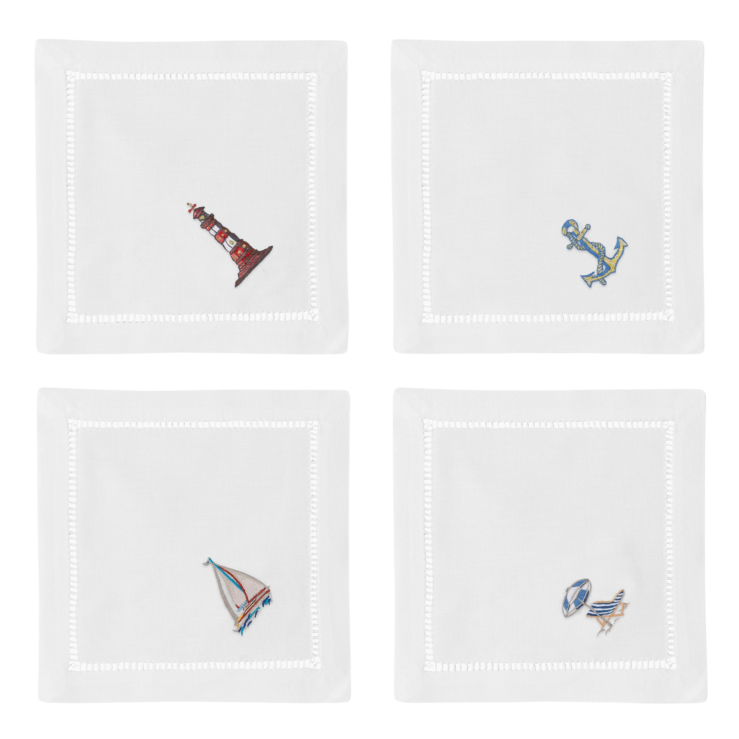 Beach Scenes Cocktail Napkins, Mixed Set of 4