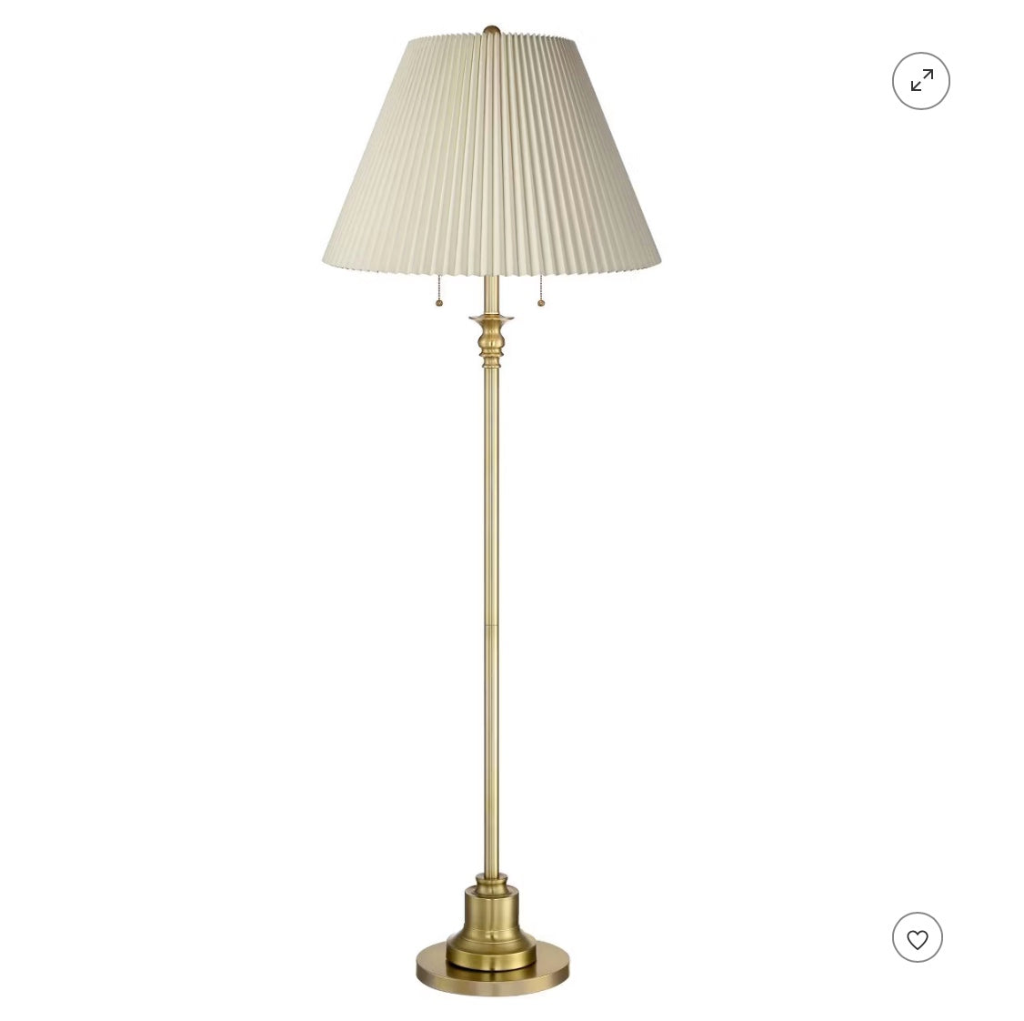 360 Lighting Spenser Retro Art Deco 58" Tall Floor Lamp Brushed Antique Brass Beige Fabric Pleated Empire Shade for Living Room Bedroom