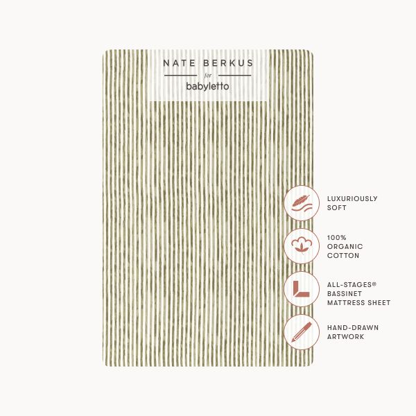 All-Stages® Bassinet Sheet in GOTS Certified Organic Brushed Cotton by Nate Berkus in Juniper Stripe