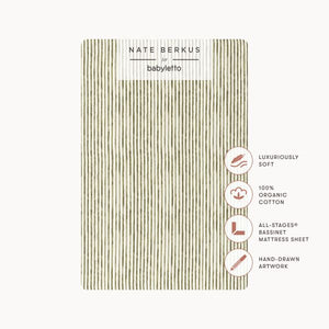All-Stages® Bassinet Sheet in GOTS Certified Organic Brushed Cotton by Nate Berkus in Juniper Stripe