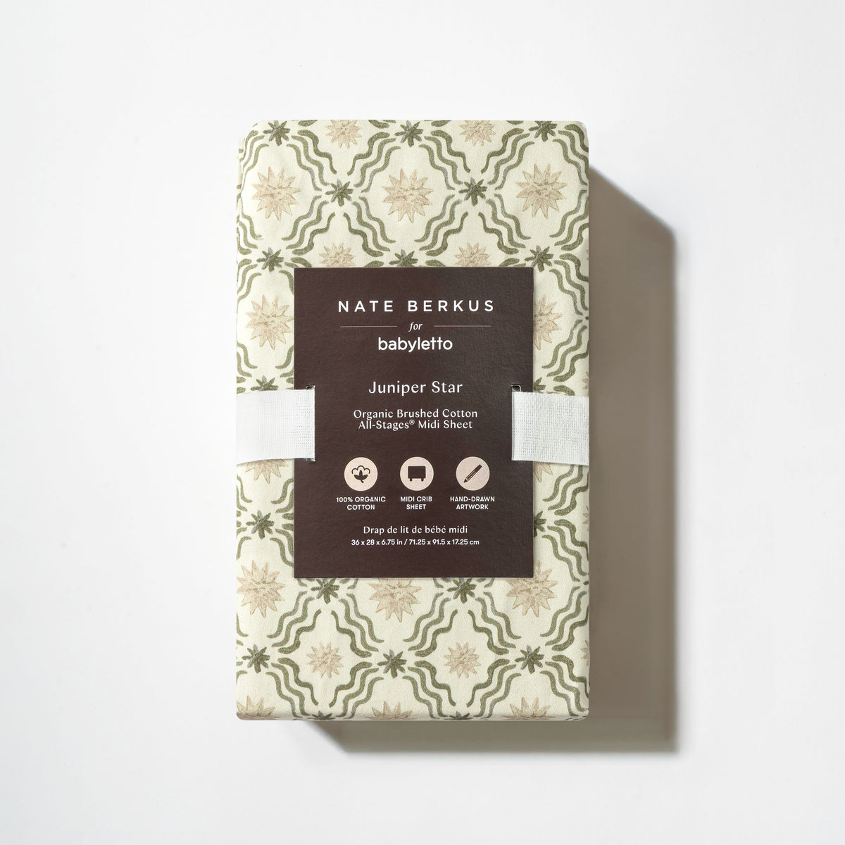 All-Stages® Midi Crib Sheet in GOTS Certified Organic Brushed Cotton by Nate Berkus in Juniper Star