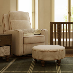 Astre Ottoman by Nate Berkus in Performance Bronze Stripe Eco-Crossweave with Toffee feet